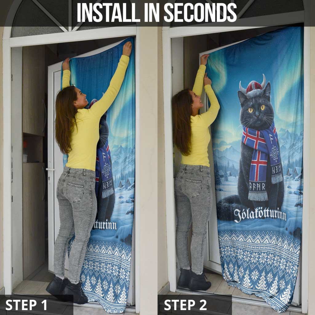 Iceland Christmas Door Cover Icelandic Yule Cat - Wonder Print Shop
