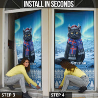 Iceland Christmas Door Cover Icelandic Yule Cat - Wonder Print Shop