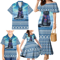 Iceland Christmas Family Matching Mermaid Dress and Hawaiian Shirt Icelandic Yule Cat LT19
