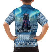 Iceland Christmas Family Matching Off The Shoulder Long Sleeve Dress and Hawaiian Shirt Icelandic Yule Cat LT19