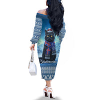 Iceland Christmas Family Matching Off The Shoulder Long Sleeve Dress and Hawaiian Shirt Icelandic Yule Cat LT19