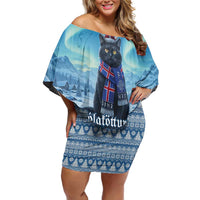 Iceland Christmas Family Matching Off Shoulder Short Dress and Hawaiian Shirt Icelandic Yule Cat LT19