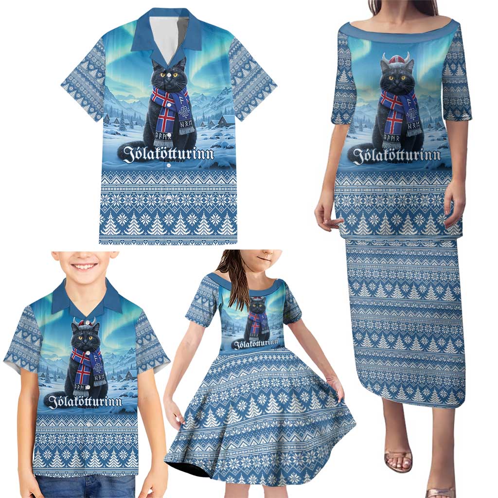 Iceland Christmas Family Matching Puletasi and Hawaiian Shirt Icelandic Yule Cat LT19