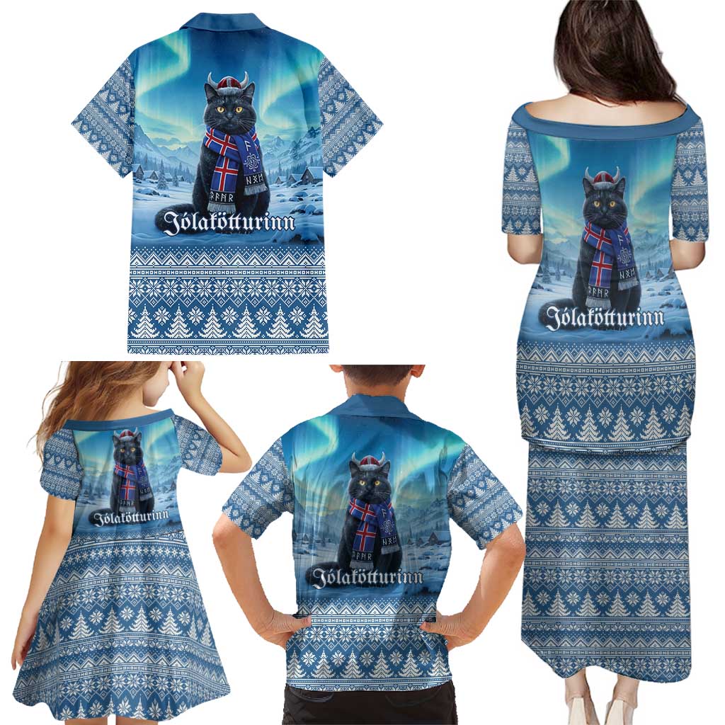 Iceland Christmas Family Matching Puletasi and Hawaiian Shirt Icelandic Yule Cat LT19