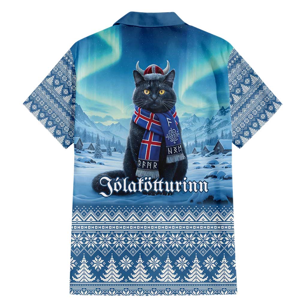 Iceland Christmas Family Matching Short Sleeve Bodycon Dress and Hawaiian Shirt Icelandic Yule Cat LT19