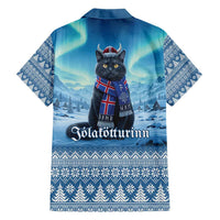 Iceland Christmas Family Matching Short Sleeve Bodycon Dress and Hawaiian Shirt Icelandic Yule Cat LT19
