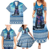 Iceland Christmas Family Matching Summer Maxi Dress and Hawaiian Shirt Icelandic Yule Cat LT19