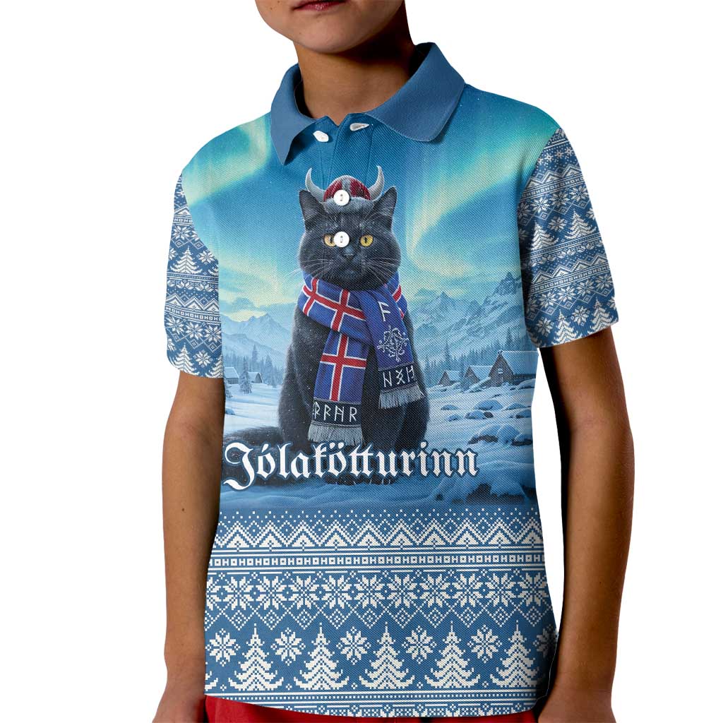 Iceland Christmas Kid Polo Shirt Icelandic Yule Cat LT19
