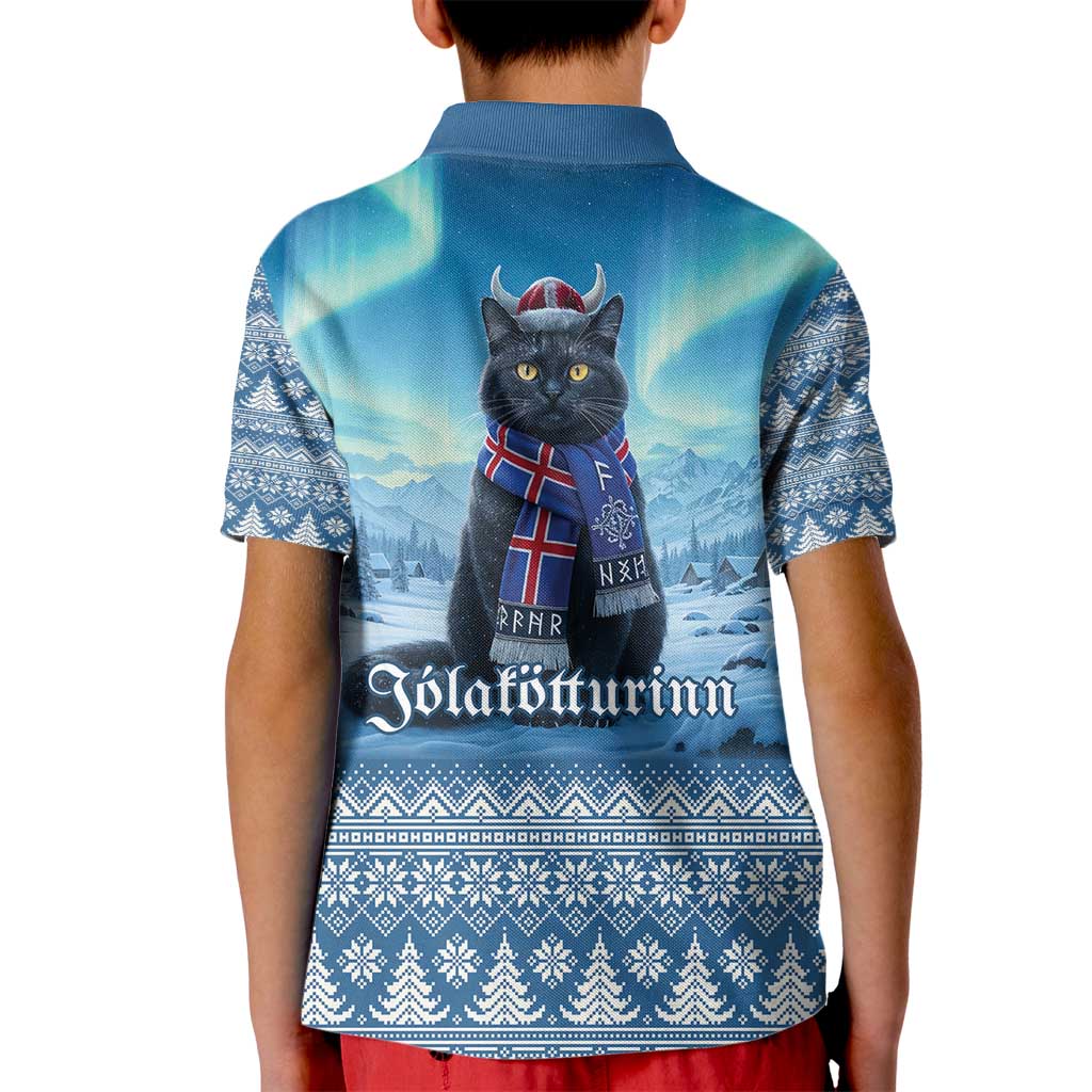 Iceland Christmas Kid Polo Shirt Icelandic Yule Cat LT19