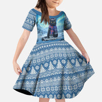 Iceland Christmas Kid Short Sleeve Dress Icelandic Yule Cat LT19