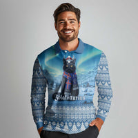 Iceland Christmas Long Sleeve Polo Shirt Icelandic Yule Cat LT19