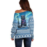 Iceland Christmas Off Shoulder Sweater Icelandic Yule Cat LT19
