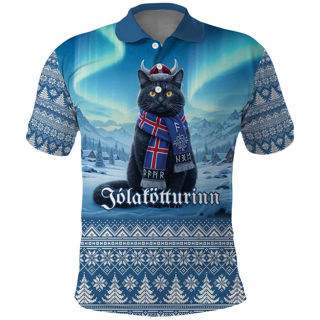 Iceland Christmas Polo Shirt Icelandic Yule Cat LT19