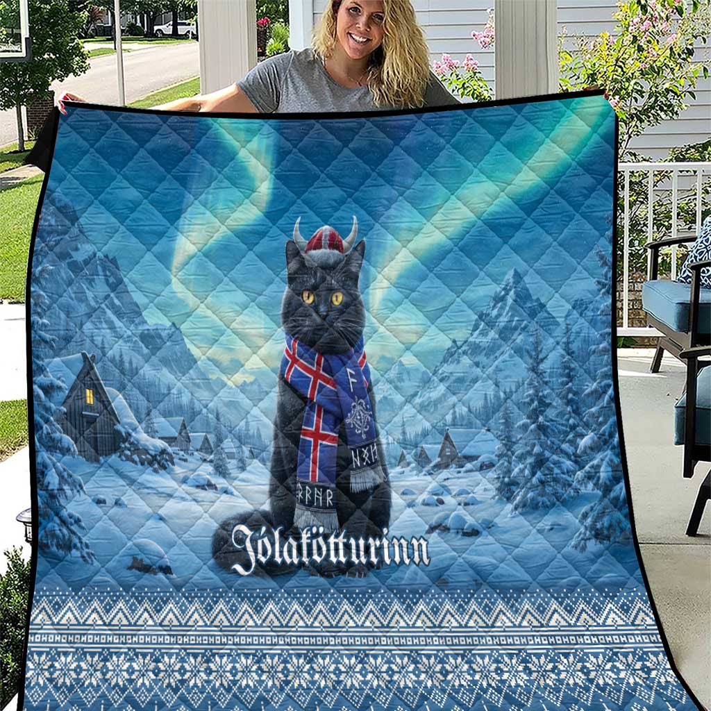 Iceland Christmas Quilt Icelandic Yule Cat - Wonder Print Shop