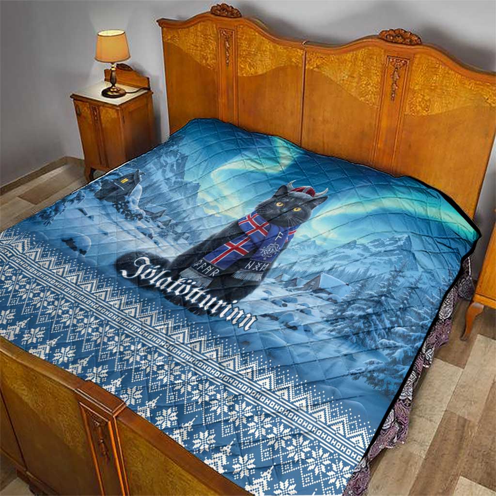 Iceland Christmas Quilt Icelandic Yule Cat - Wonder Print Shop