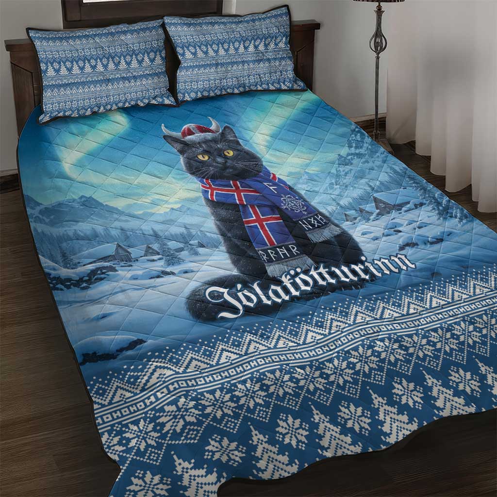 Iceland Christmas Quilt Bed Set Icelandic Yule Cat - Wonder Print Shop