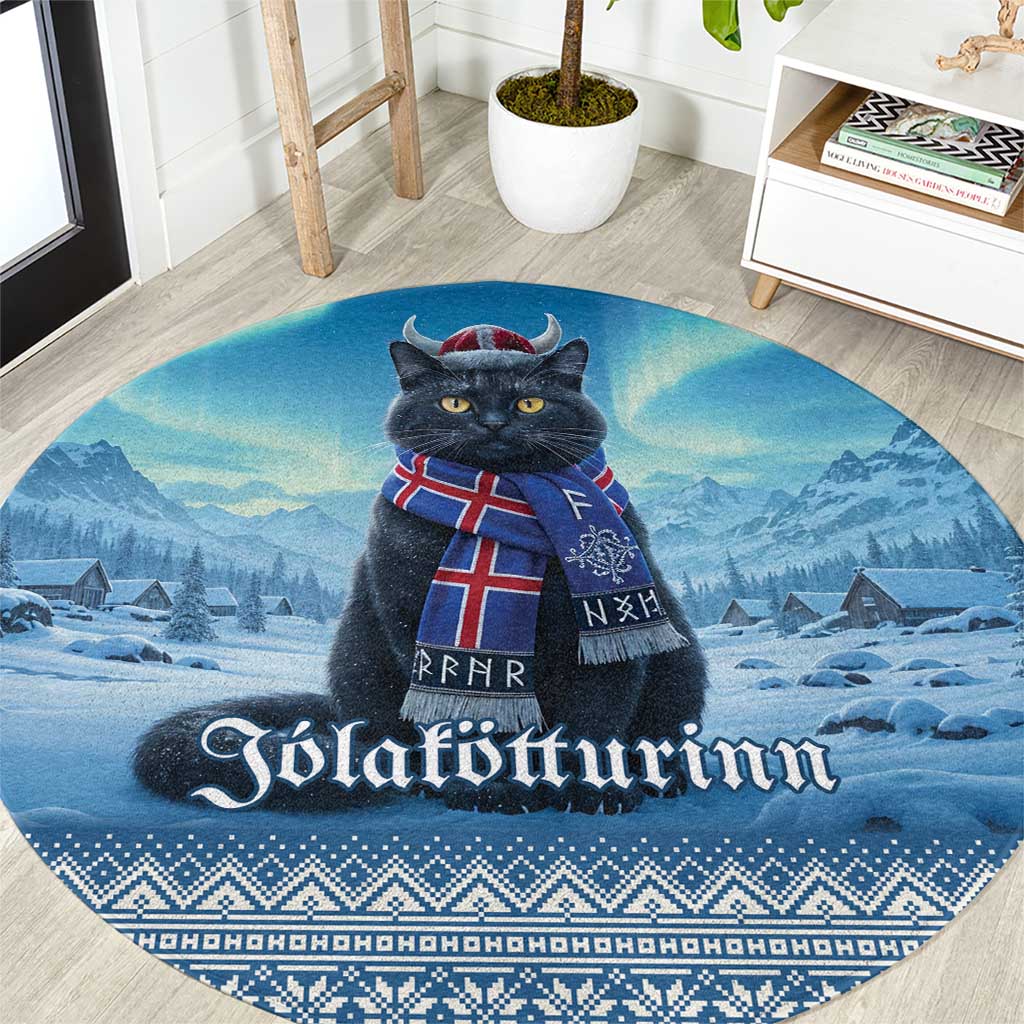 Iceland Christmas Round Carpet Icelandic Yule Cat - Wonder Print Shop