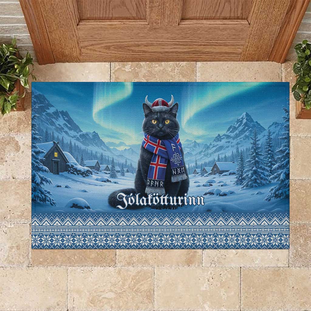 Iceland Christmas Rubber Doormat Icelandic Yule Cat - Wonder Print Shop