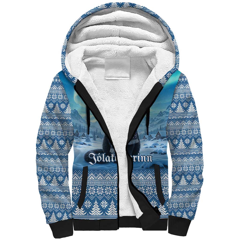 Iceland Christmas Sherpa Hoodie Icelandic Yule Cat LT19