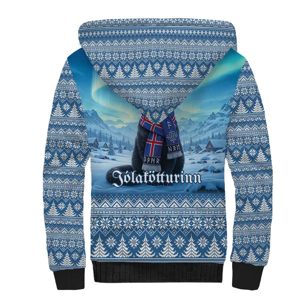 Iceland Christmas Sherpa Hoodie Icelandic Yule Cat LT19