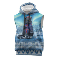 Iceland Christmas Sleeveless Hoodie Icelandic Yule Cat LT19