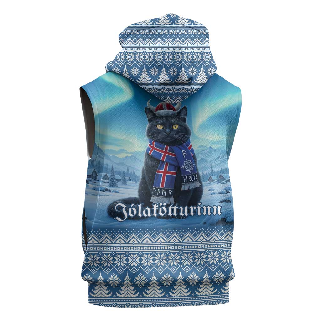 Iceland Christmas Sleeveless Hoodie Icelandic Yule Cat LT19