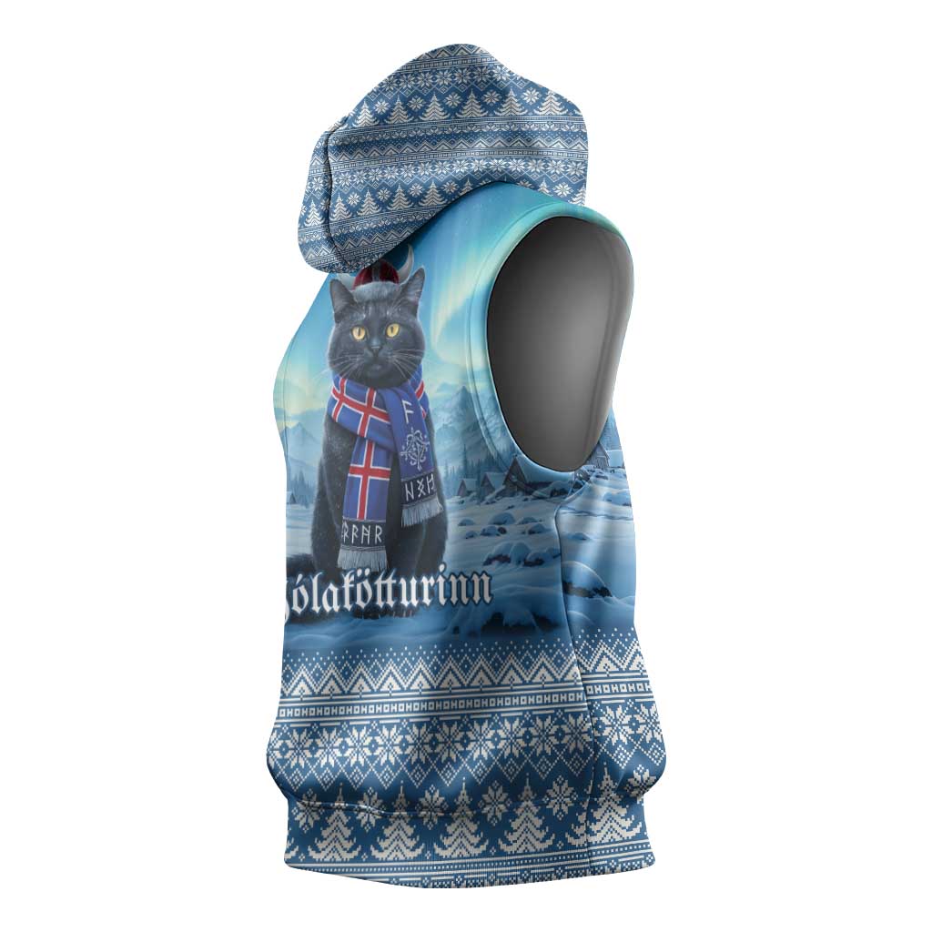 Iceland Christmas Sleeveless Hoodie Icelandic Yule Cat LT19