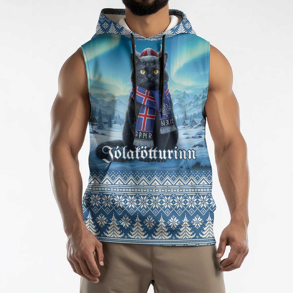Iceland Christmas Sleeveless Hoodie Icelandic Yule Cat LT19