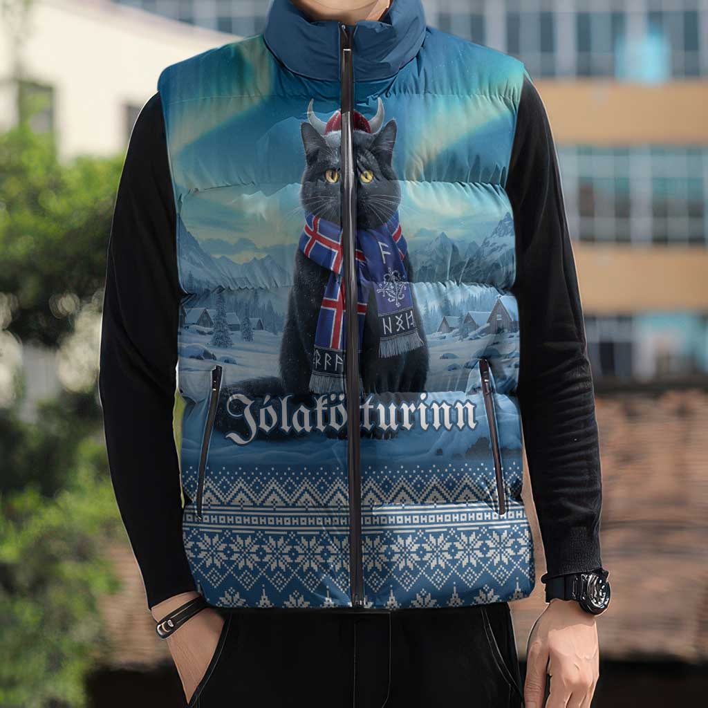 Iceland Christmas Sleeveless Puffer Jacket Icelandic Yule Cat LT19