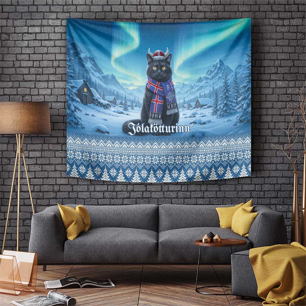 Iceland Christmas Tapestry Icelandic Yule Cat - Wonder Print Shop