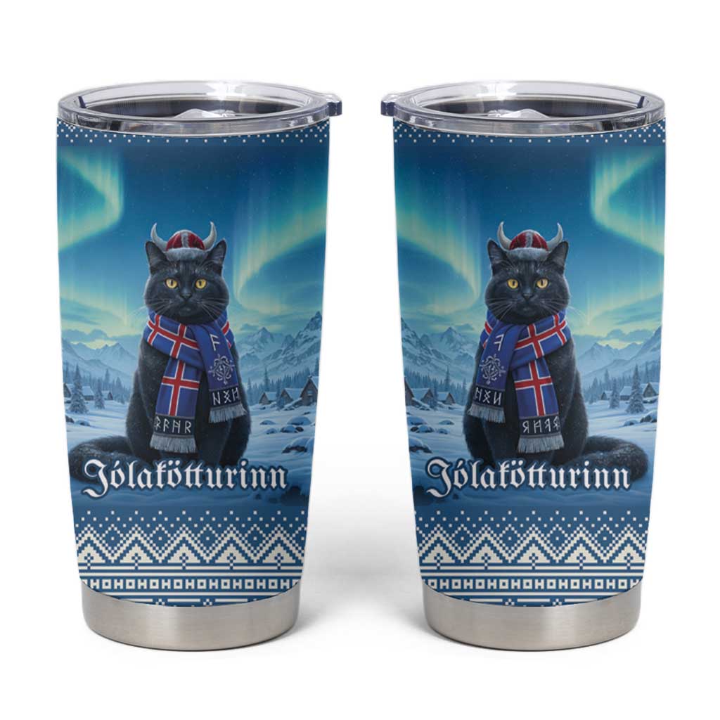 Iceland Christmas Tumbler Cup Icelandic Yule Cat - Wonder Print Shop