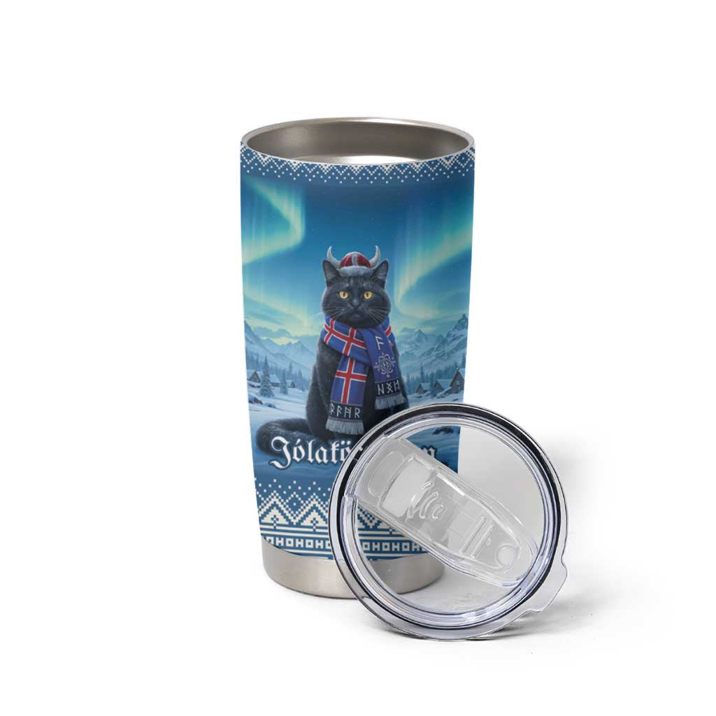 Iceland Christmas Tumbler Cup Icelandic Yule Cat - Wonder Print Shop