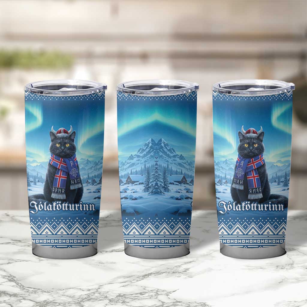 Iceland Christmas Tumbler Cup Icelandic Yule Cat - Wonder Print Shop