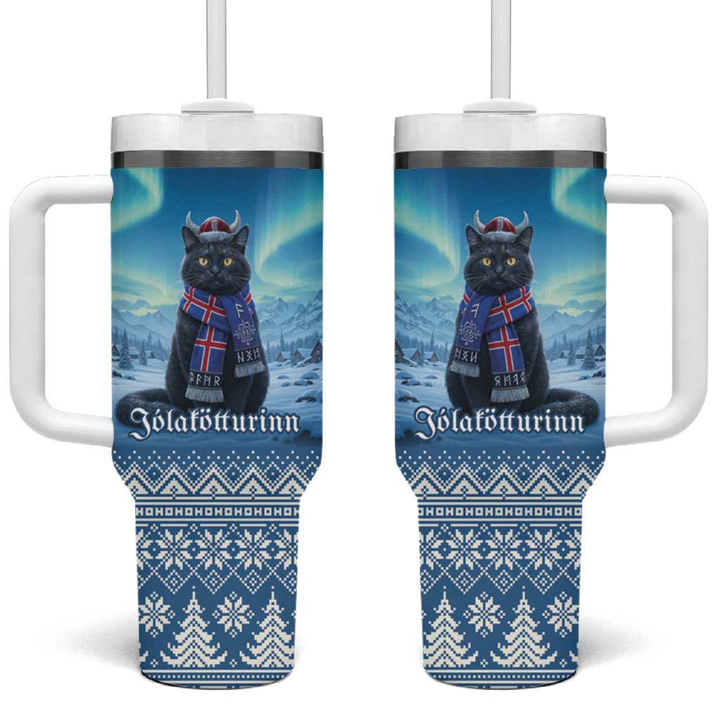 Iceland Christmas Tumbler With Handle Icelandic Yule Cat - Wonder Print Shop