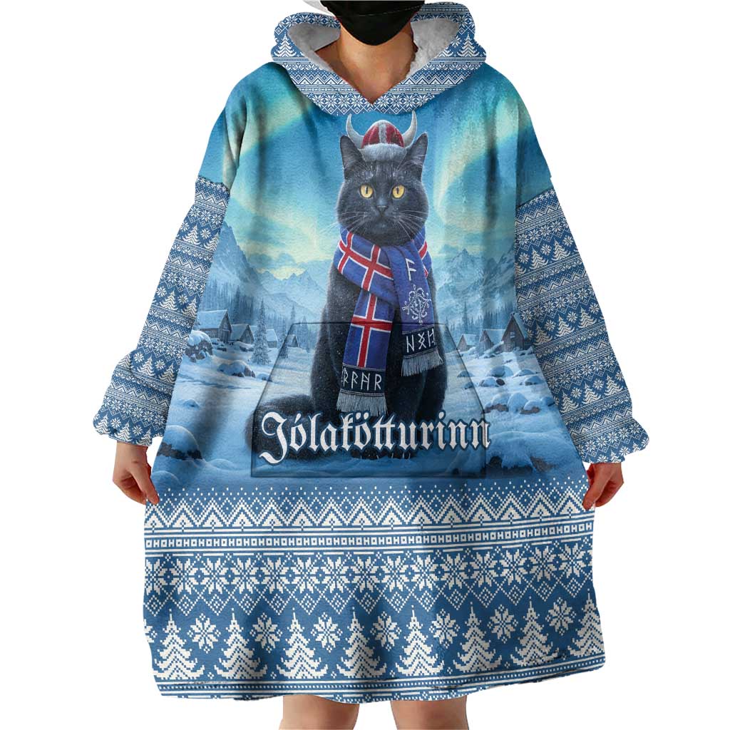 Iceland Christmas Wearable Blanket Hoodie Icelandic Yule Cat LT19