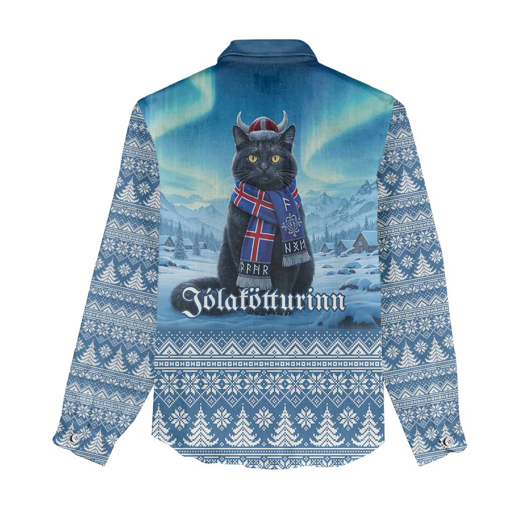 Iceland Christmas Women Casual Shirt Icelandic Yule Cat LT19