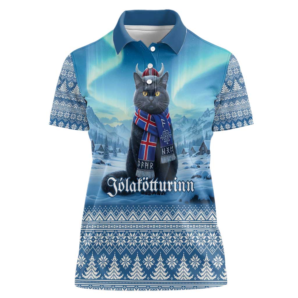 Iceland Christmas Women Polo Shirt Icelandic Yule Cat LT19