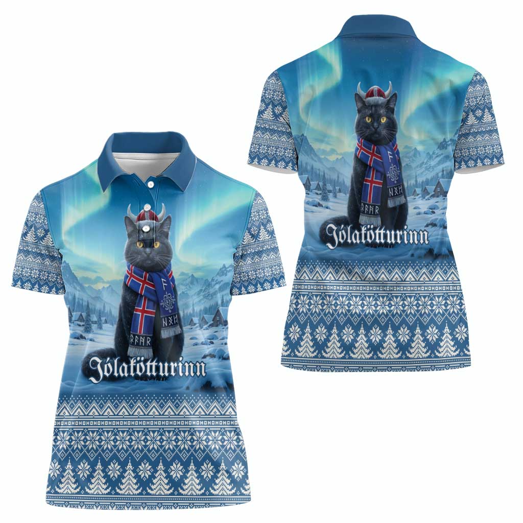 Iceland Christmas Women Polo Shirt Icelandic Yule Cat LT19