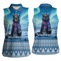 Iceland Christmas Women Sleeveless Polo Shirt Icelandic Yule Cat LT19