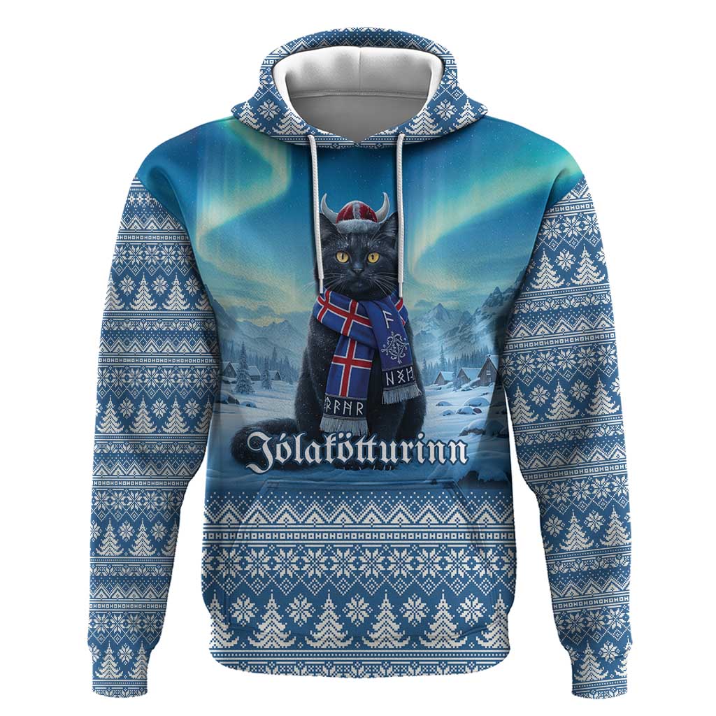 Iceland Christmas Zip Hoodie Icelandic Yule Cat LT19