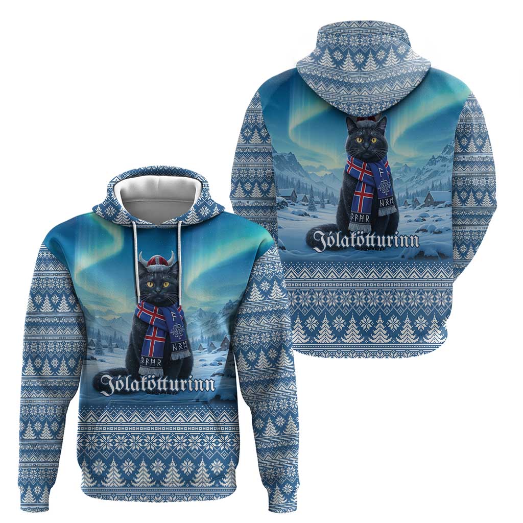 Iceland Christmas Zip Hoodie Icelandic Yule Cat LT19