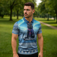 Iceland Christmas Zipper Polo Shirt Icelandic Yule Cat LT19