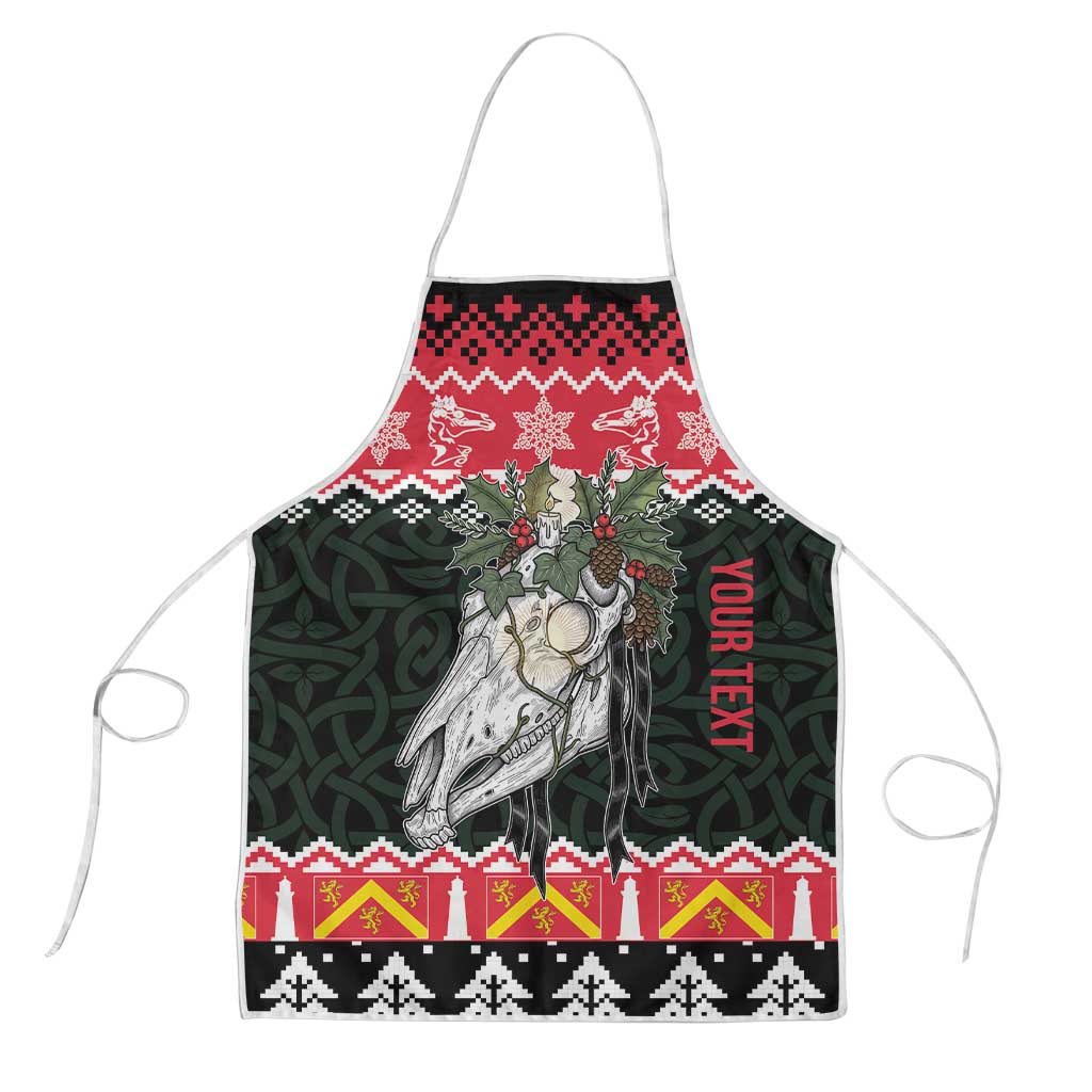 Personalized Anglesey Wales Christmas Apron Mari Lwyd Celtic Knot Style - Wonder Print Shop