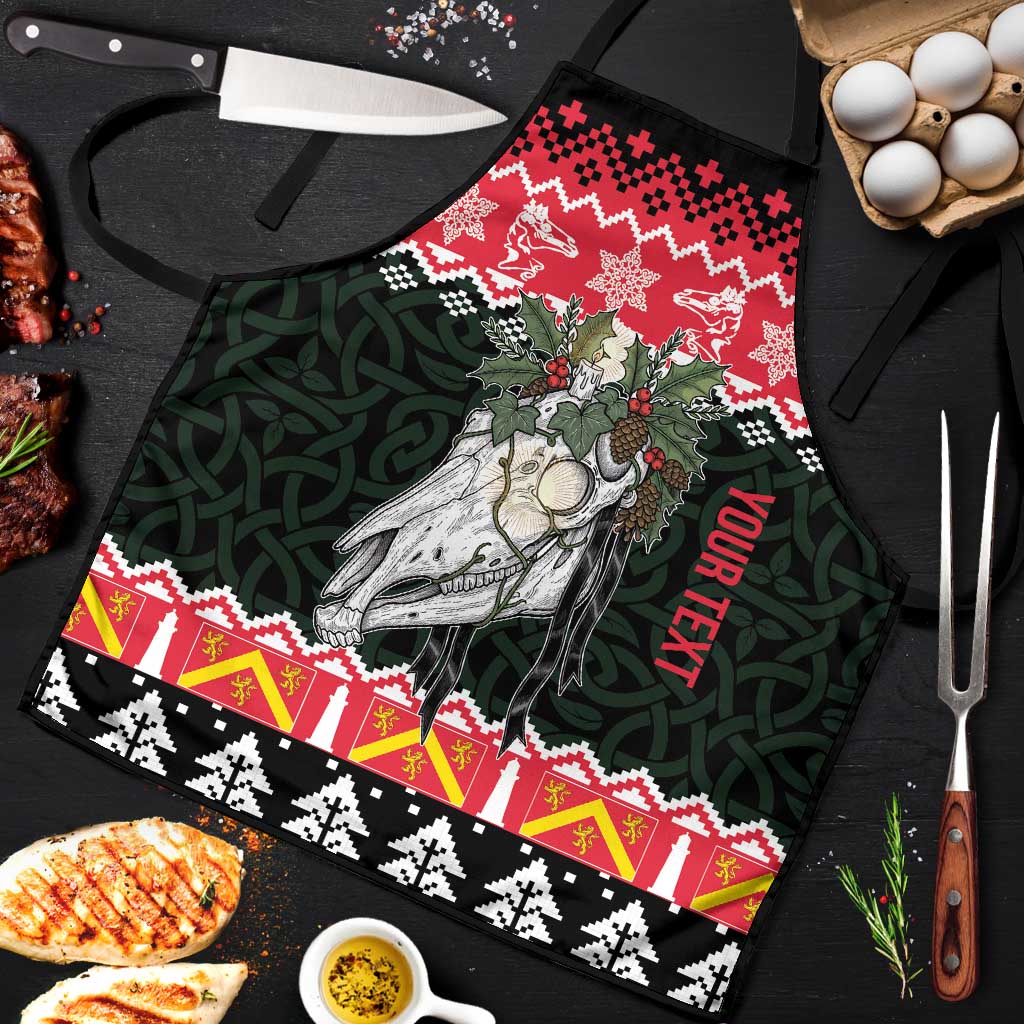 Personalized Anglesey Wales Christmas Apron Mari Lwyd Celtic Knot Style - Wonder Print Shop
