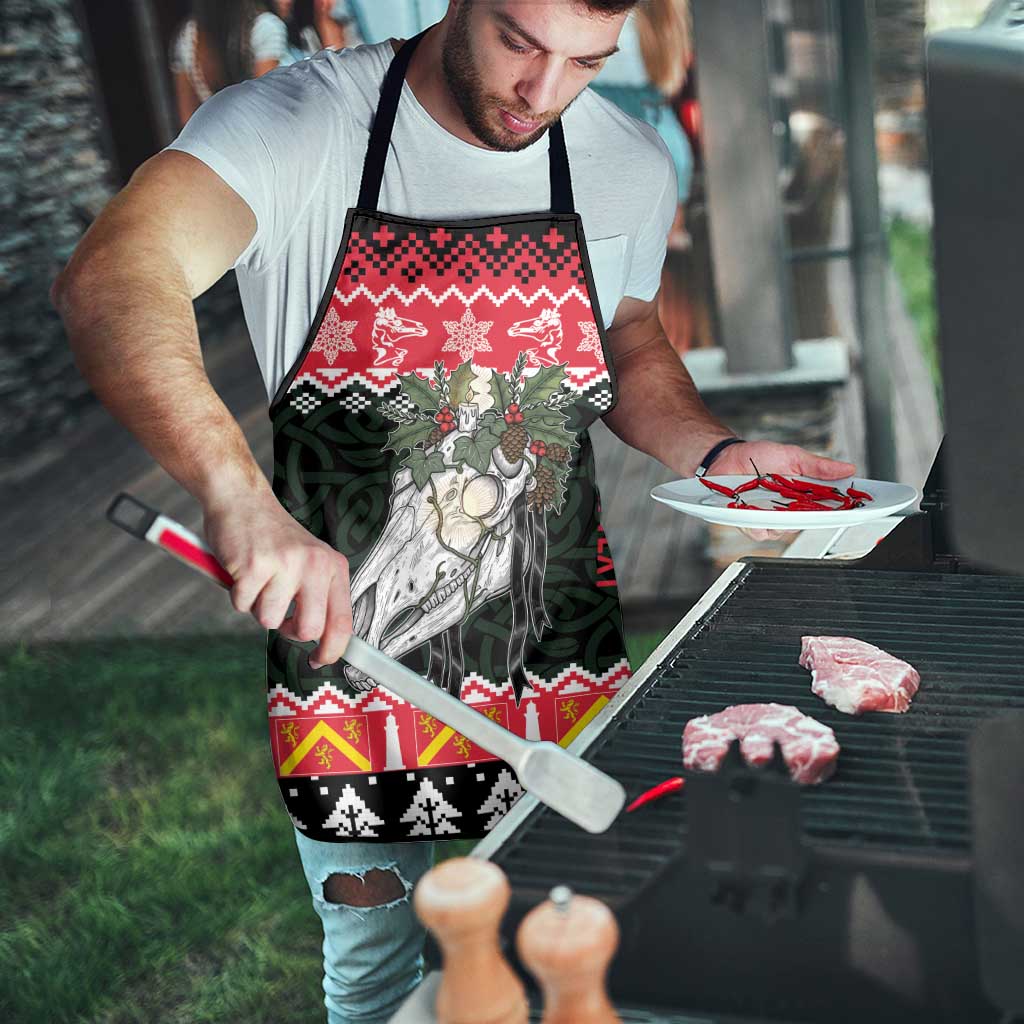 Personalized Anglesey Wales Christmas Apron Mari Lwyd Celtic Knot Style - Wonder Print Shop