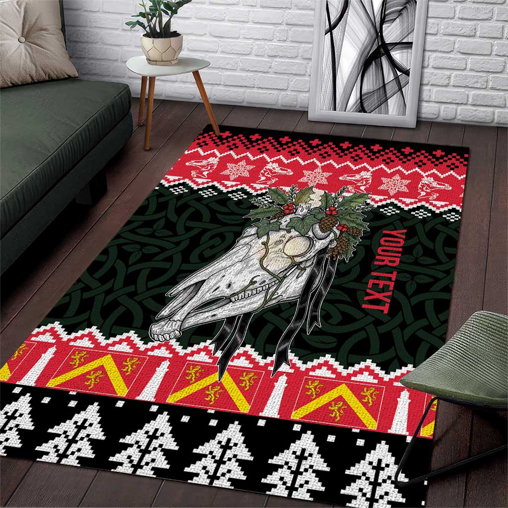 Personalized Anglesey Wales Christmas Area Rug Mari Lwyd Celtic Knot Style - Wonder Print Shop
