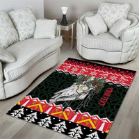 Personalized Anglesey Wales Christmas Area Rug Mari Lwyd Celtic Knot Style - Wonder Print Shop