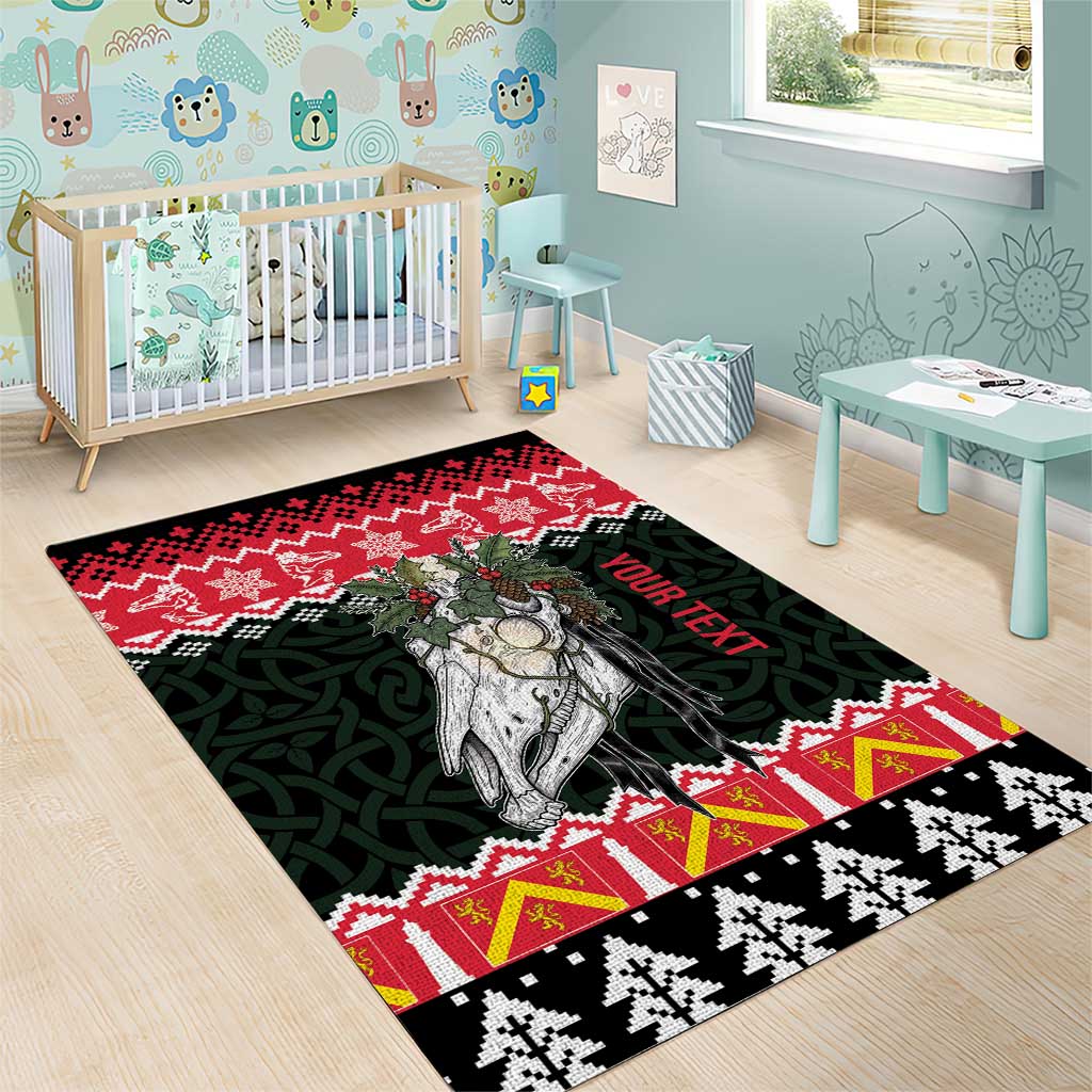 Personalized Anglesey Wales Christmas Area Rug Mari Lwyd Celtic Knot Style - Wonder Print Shop