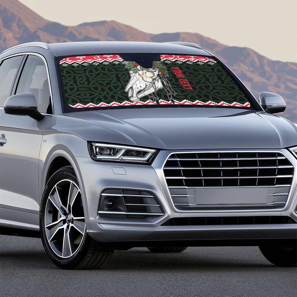 Personalized Anglesey Wales Christmas Auto Sun Shade Mari Lwyd Celtic Knot Style - Wonder Print Shop