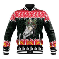 Personalized Anglesey Wales Christmas Baseball Jacket Mari Lwyd Celtic Knot Style - Wonder Print Shop